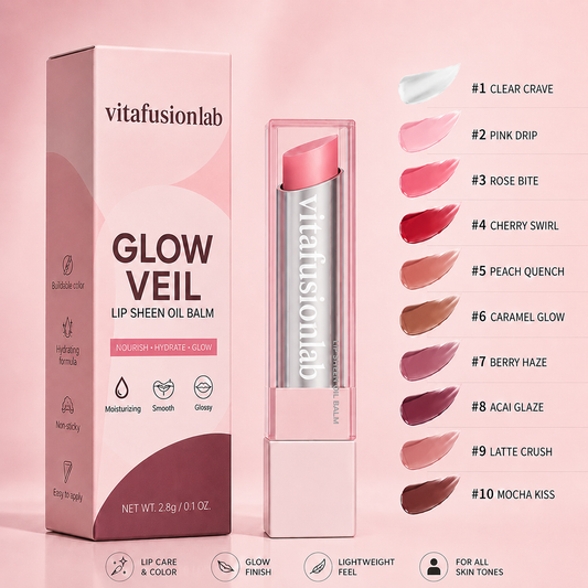 🔥Last Day Buy 1 Get 1 Free|Vitafusionlab GLOW VEIL LIP SHEEN OIL BALM